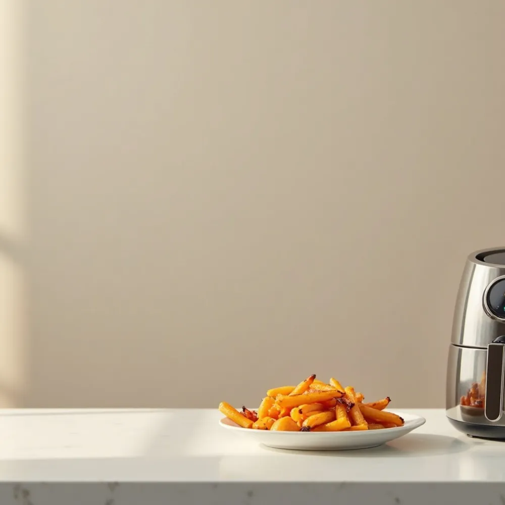 Air fryer gourmet gourmet em composição quadrada
