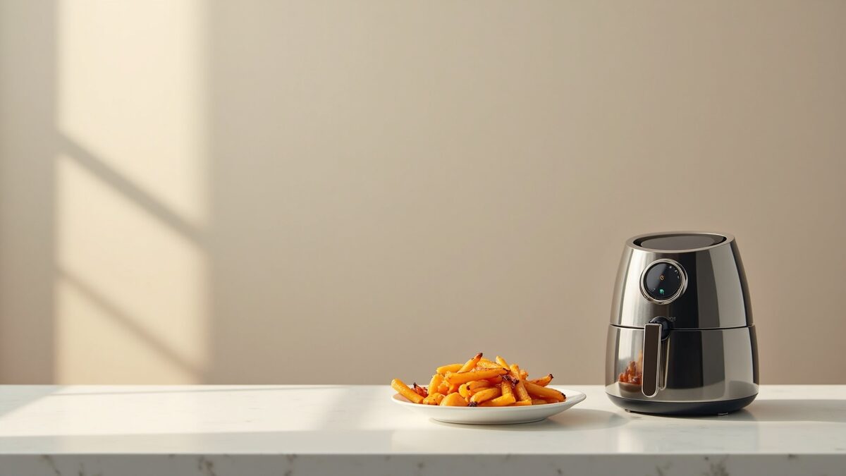 Air fryer gourmet gourmet finalizado em prato elegante