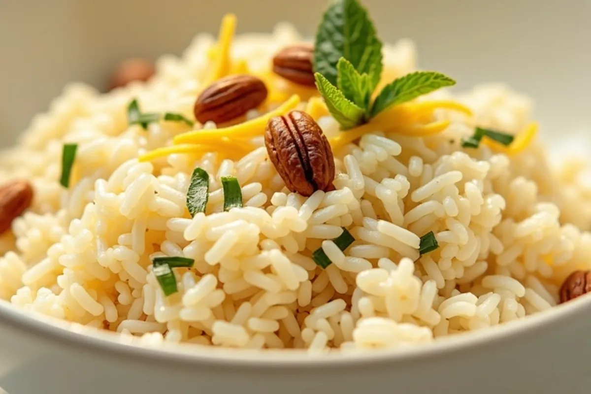 Detalhe do preparo de arroz gourmet com luz natural
