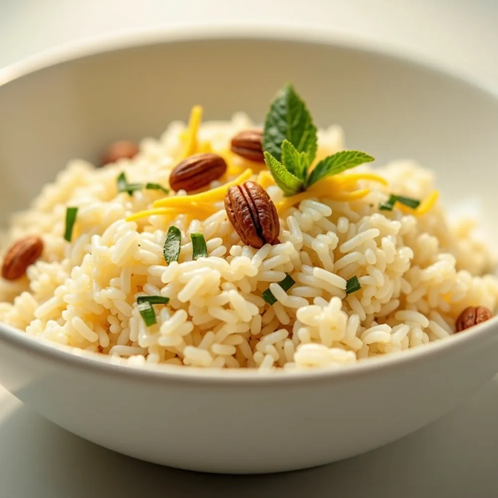 Arroz gourmet gourmet em composição quadrada