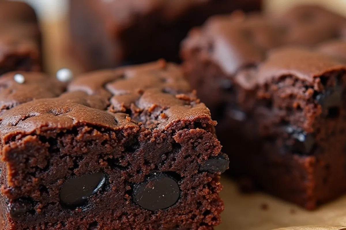 Detalhe do preparo de brownie gourmet com luz natural