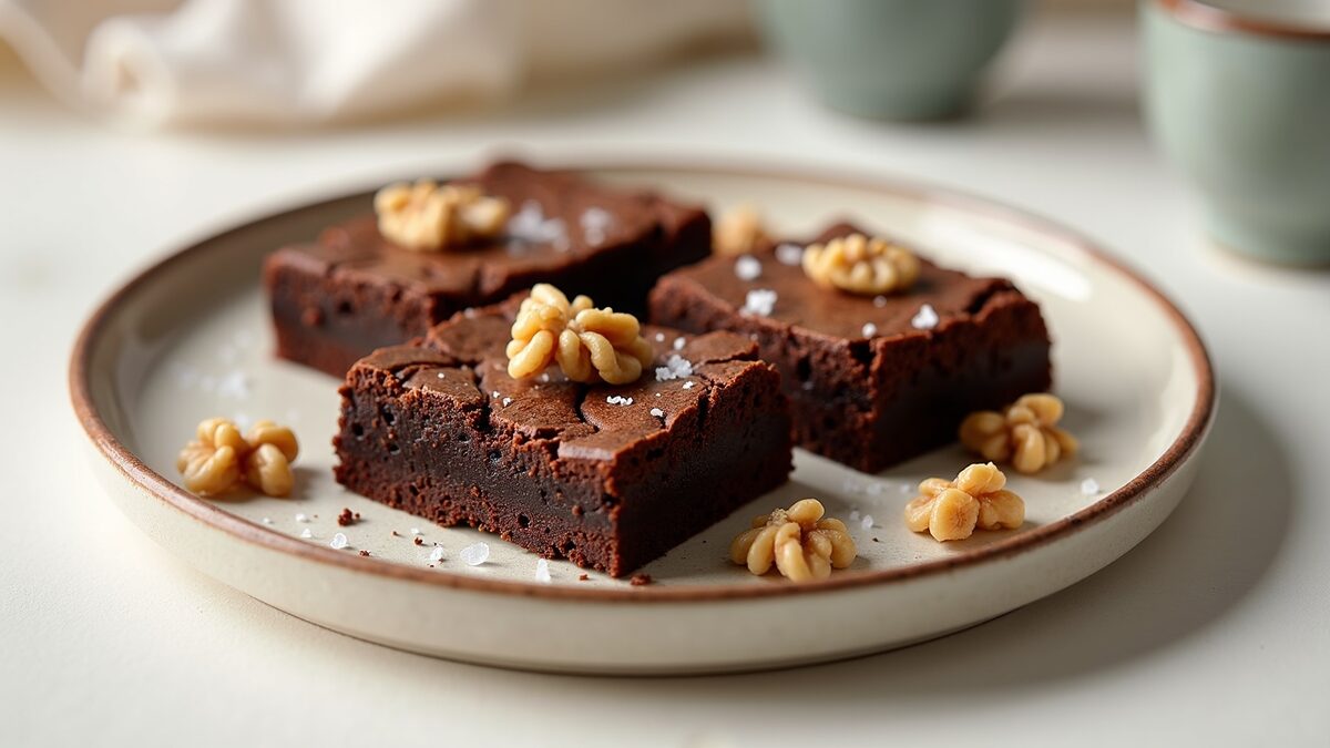 Brownie gourmet finalizado em prato elegante