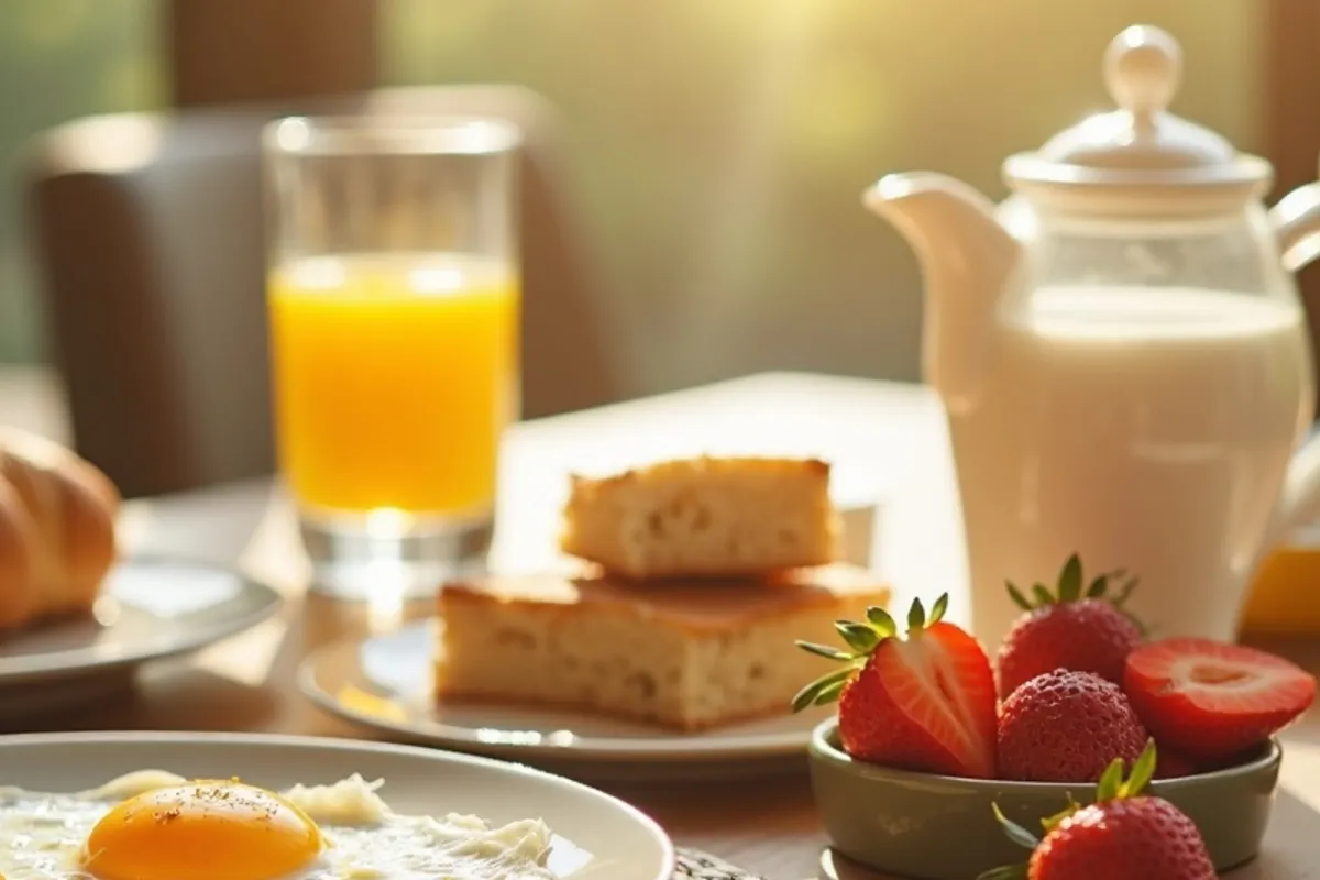 Detalhe do preparo de brunch em casa com luz natural