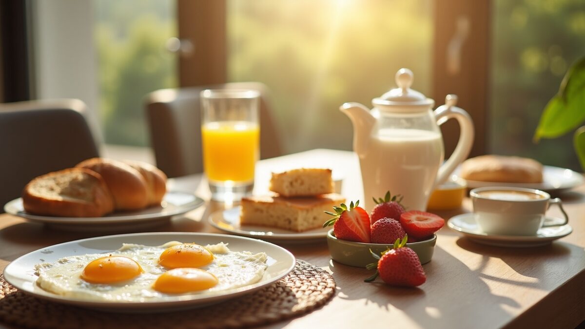 Brunch em casa gourmet finalizado em prato elegante