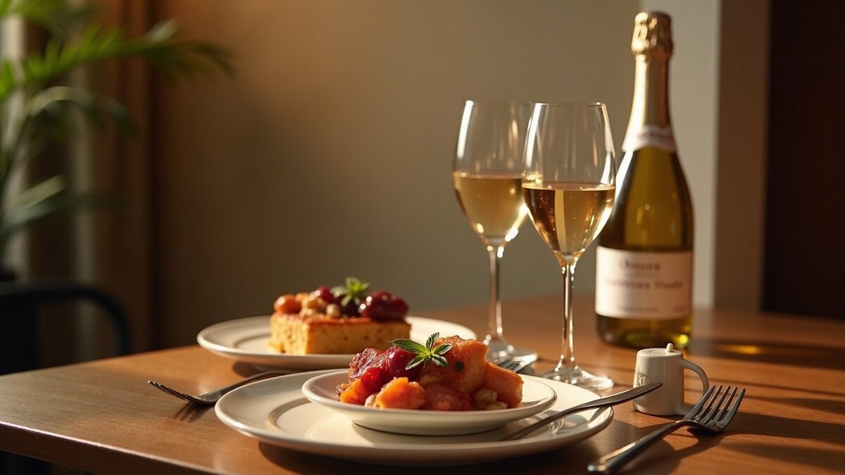 Harmonização gourmet finalizado em prato elegante