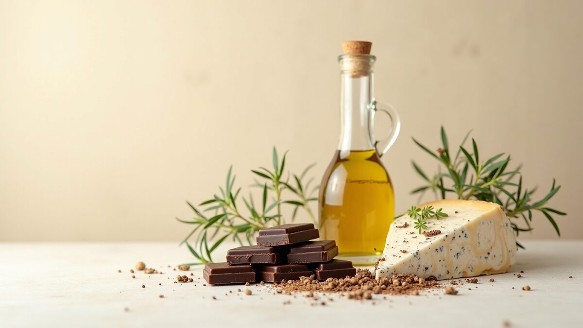 Ingredientes premium gourmet finalizado em prato elegante