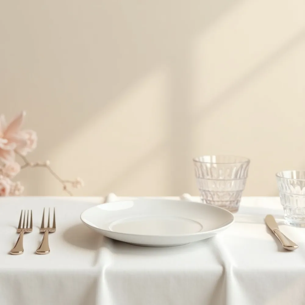 Mesa elegante gourmet em composição quadrada