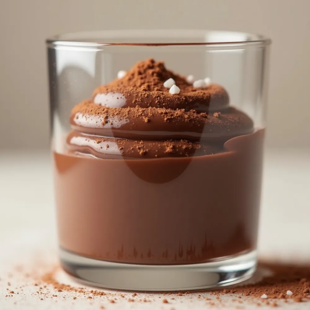Mousse chocolate gourmet em composição quadrada