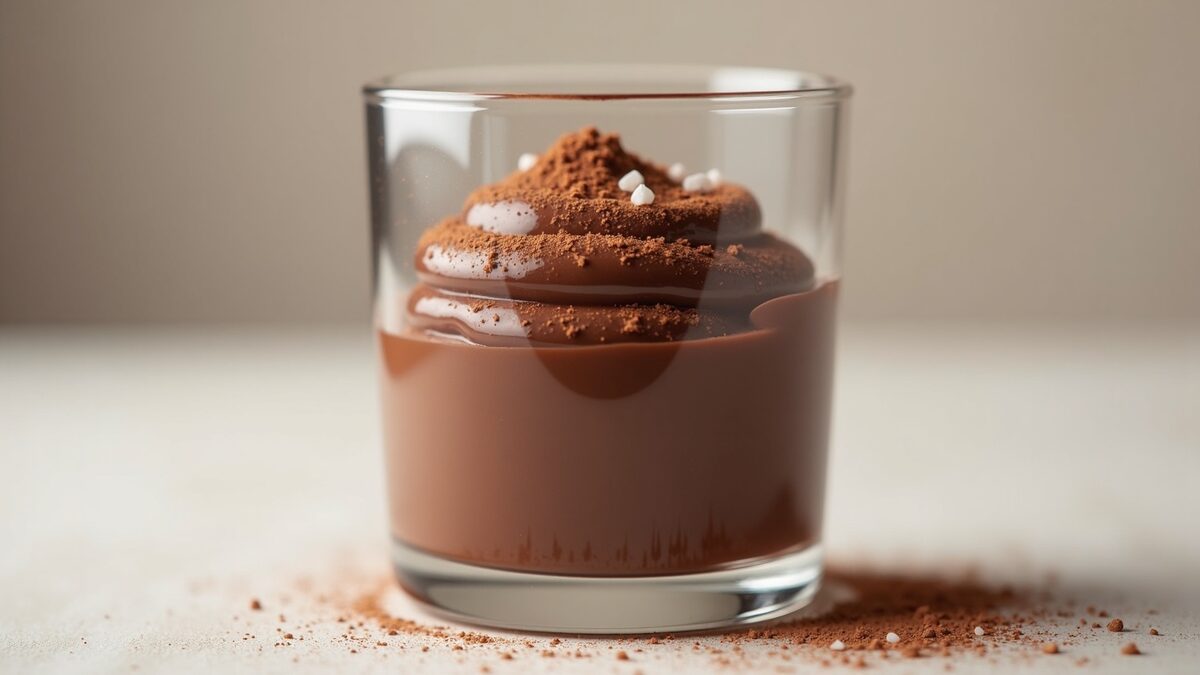 Mousse chocolate gourmet finalizado em prato elegante