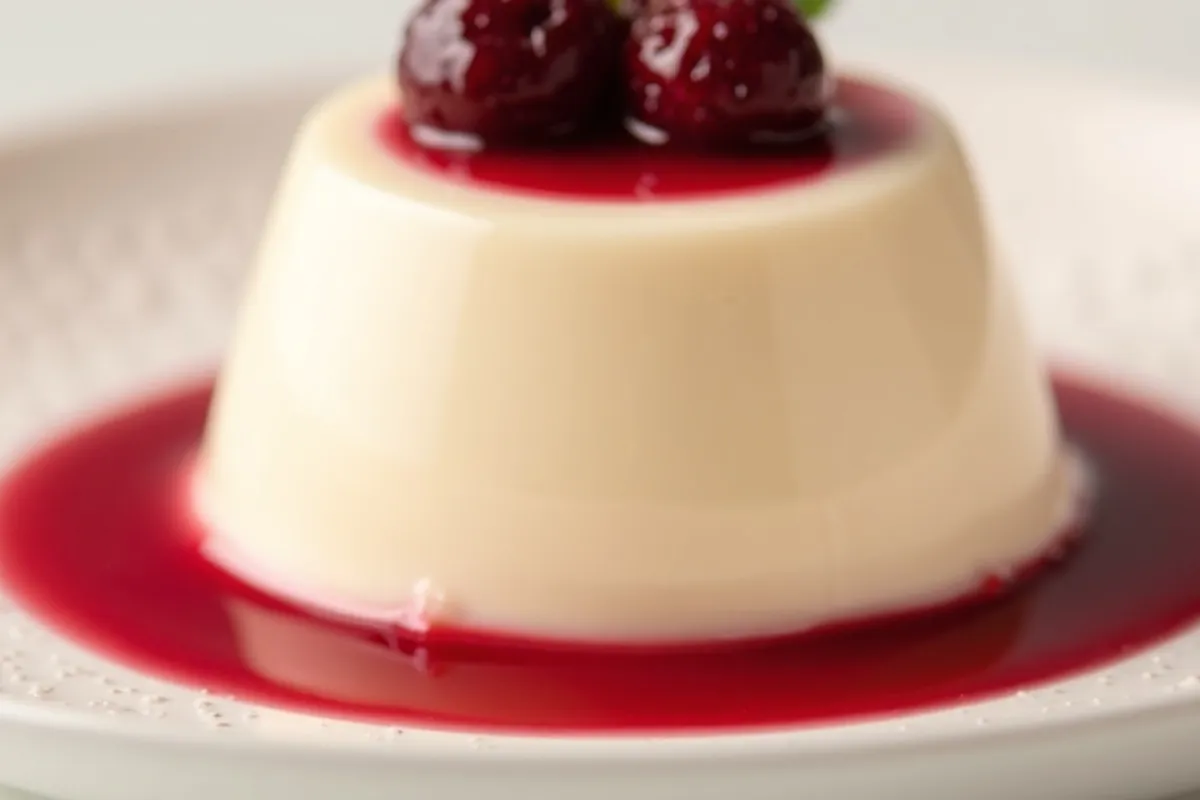 Detalhe do preparo de panna cotta com luz natural