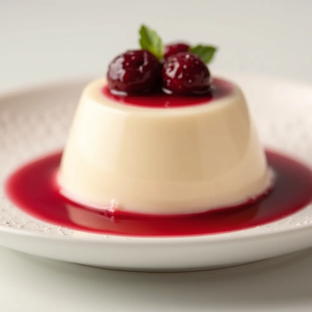 Panna cotta gourmet em composição quadrada