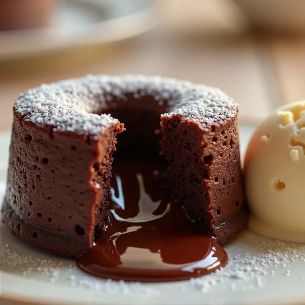 Petit gateau gourmet em composição quadrada