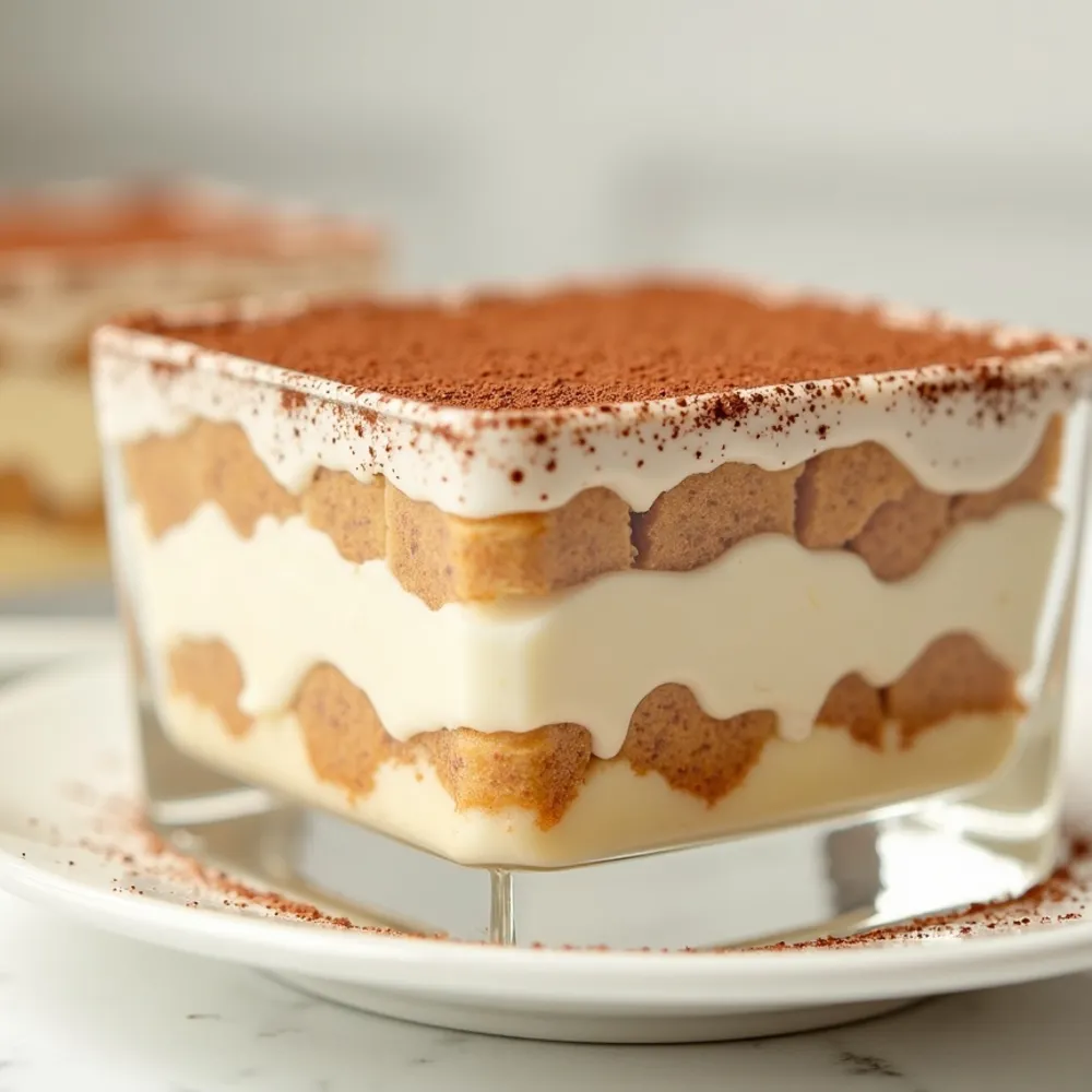 Tiramisù gourmet em composição quadrada