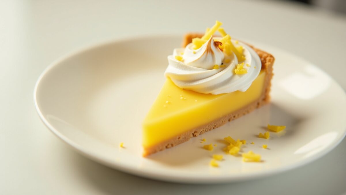 Torta de limão gourmet finalizado em prato elegante