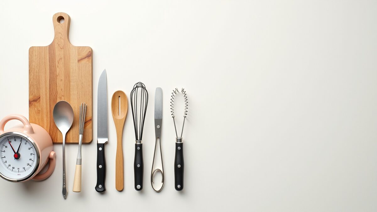 Utensílios essenciais gourmet finalizado em prato elegante